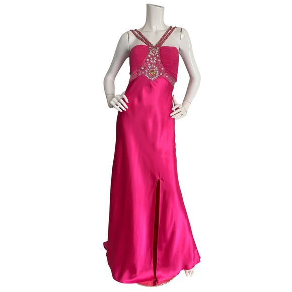Cache Vintage y2k Pink Beaded Rhinestone Prom Dress Gown NWT Size 6 - Picture 1 of 7